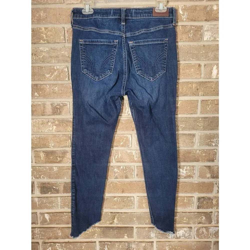 Hollister Hi-Rise Super Skinny Distressed Slanted Hem Jeans, Women's 8R/29